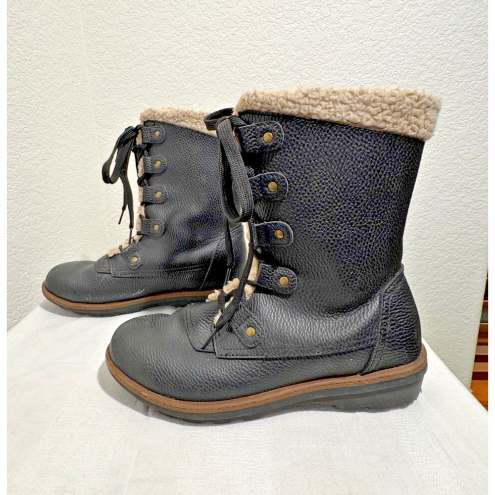 Womens Khombu Winter Boots Black Vegan Pebble Leather Size 8.5 Fleece Lined